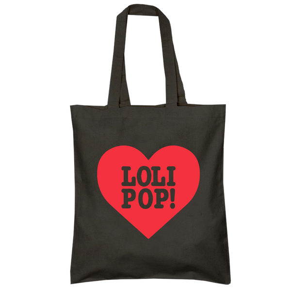 LOLIPOP TOTE BAG - Black with Red Heart
